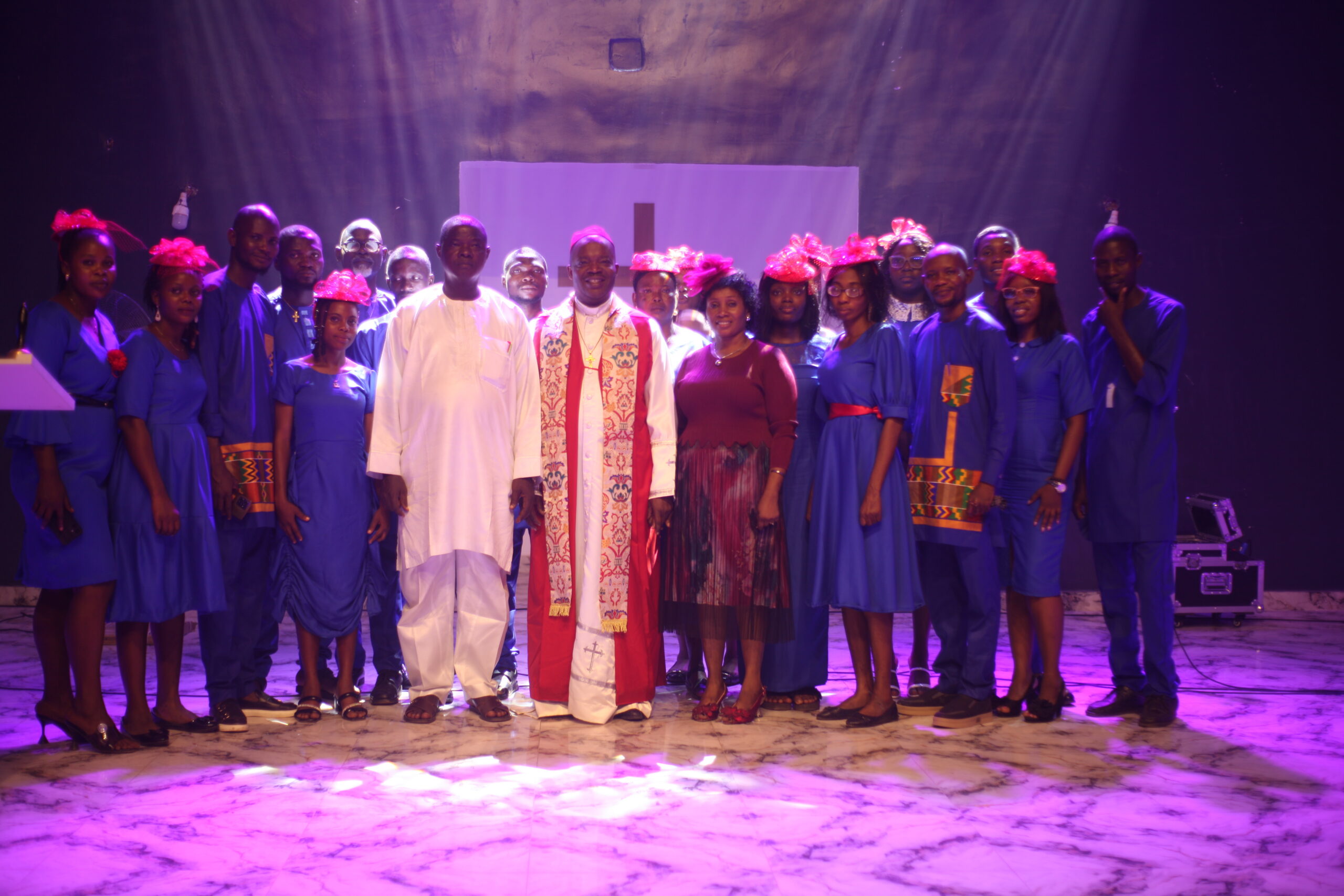 Members of the congregation talking and laughing together